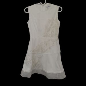 Miri Couture White Bridal Sheath Mini Dress Size Small Wedding Bridal Shower EUC